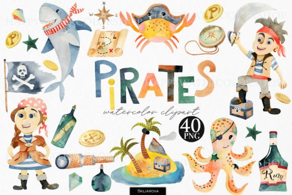 Download Pirates Watercolor Clipart - Pirates Collection