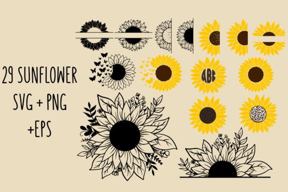 Download Sunflower SVG Bundle Outline Artwork - Sunflower svg Collection