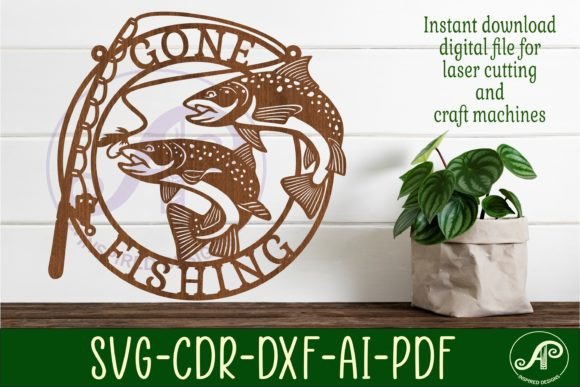 Download Gone Fishing Wall Sign Svg Laser Cut - Fishing wall sign Collection