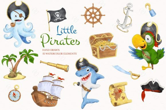 Download Little Pirates Watercolor Clipart - Pirates Collection