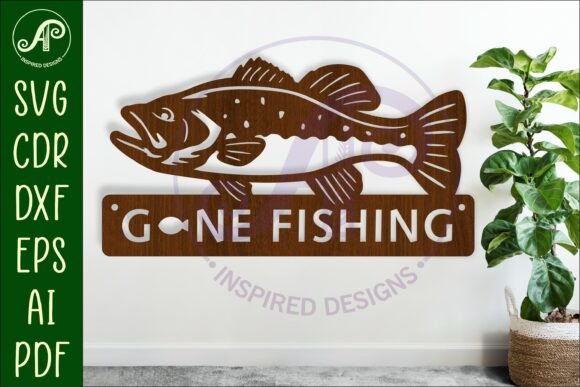 Download Gone Fishing Wall Sign Design Laser Cut - Fishing wall sign Collection